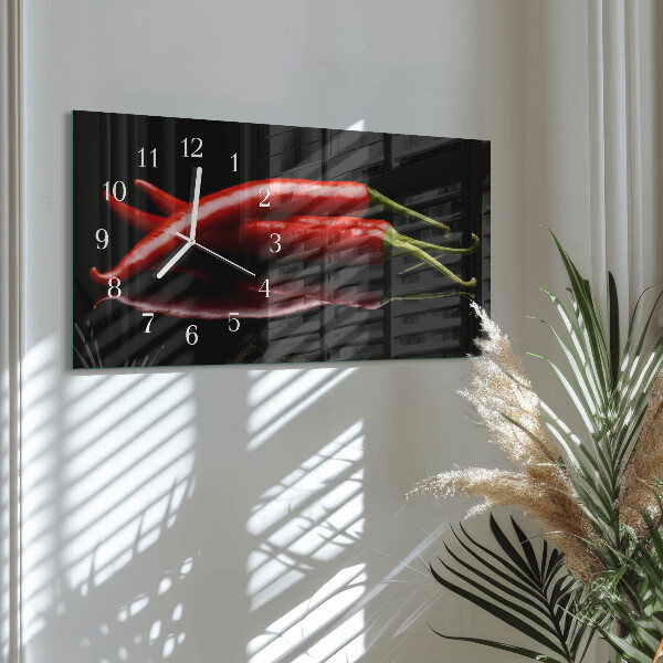 Skleněné hodiny horizontální Chilli papričky