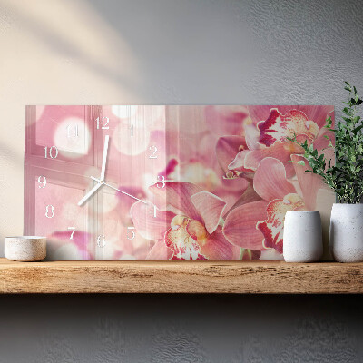 Skleněné hodiny horizontální Orchideje