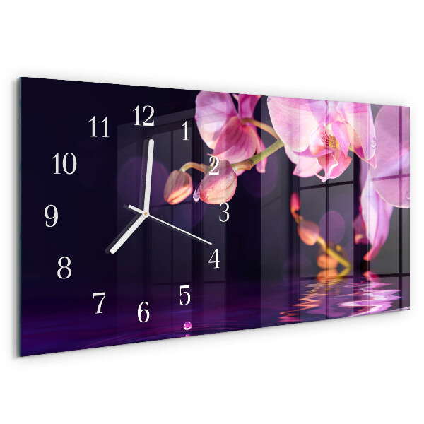 Skleněné hodiny horizontální Orchidej