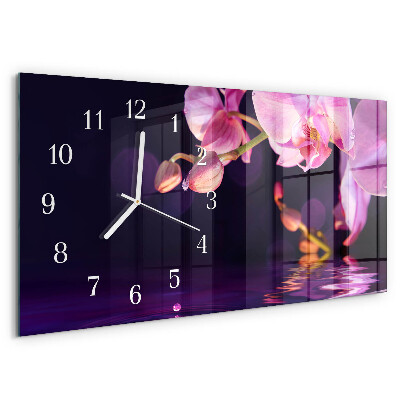 Skleněné hodiny horizontální Orchidej