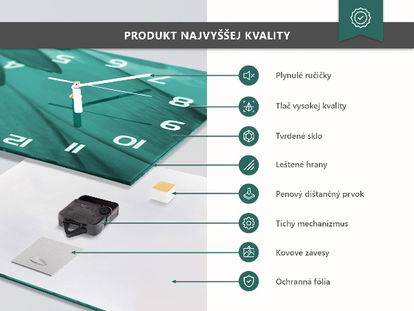 Skleněné hodiny horizontální Břidlicový kámen