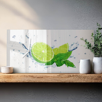 Skleněné hodiny horizontální Citronová máta