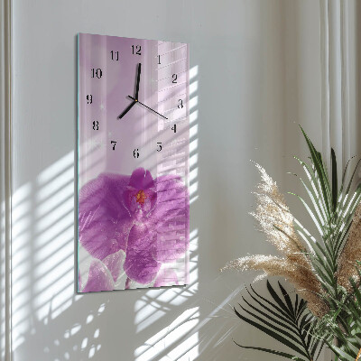 Skleněné hodiny vertikální Orchidej