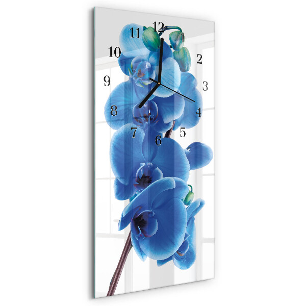Skleněné hodiny vertikální Orchidej