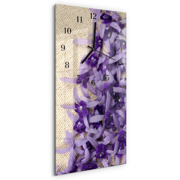 Skleněné hodiny vertikální Levandule