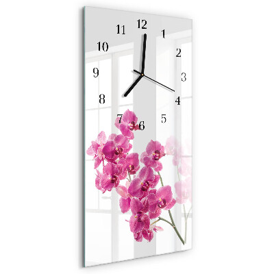 Skleněné hodiny vertikální Orchideje