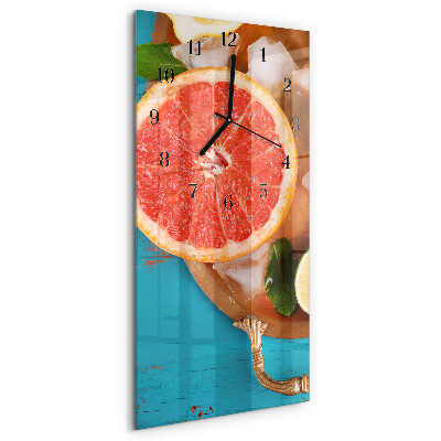 Skleněné hodiny vertikální Grapefruit