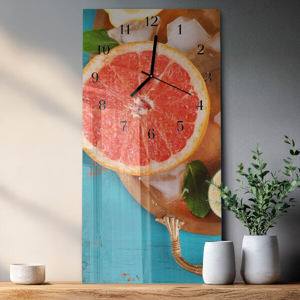 Skleněné hodiny vertikální Grapefruit