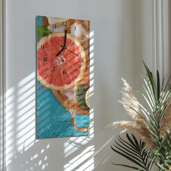 Skleněné hodiny vertikální Grapefruit