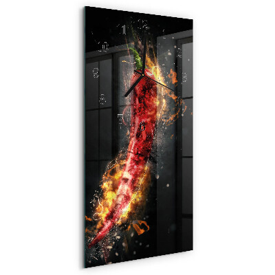 Skleněné hodiny vertikální Pálivá paprika