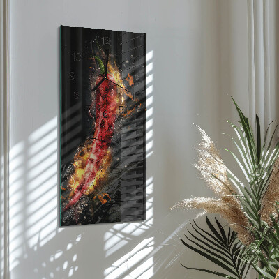 Skleněné hodiny vertikální Pálivá paprika