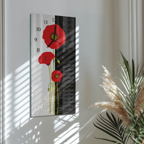 Skleněné hodiny vertikální Makové hlavy