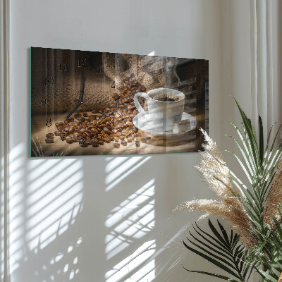 Skleněné hodiny horizontální Káva