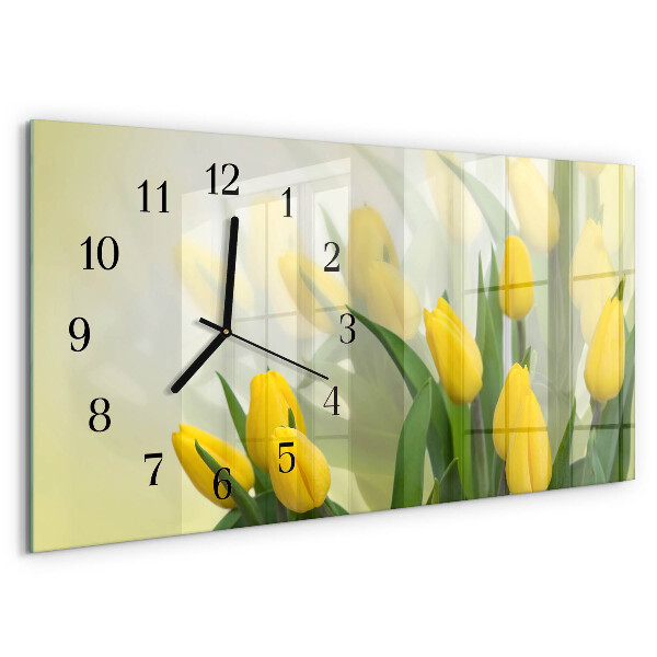 Skleněné hodiny horizontální Tulipány
