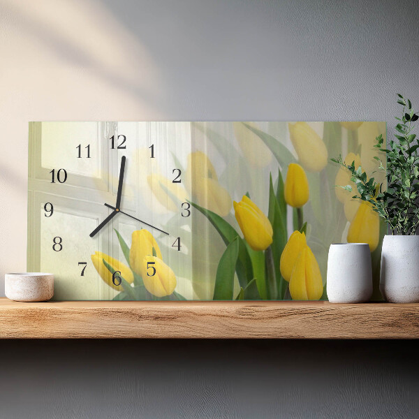 Skleněné hodiny horizontální Tulipány