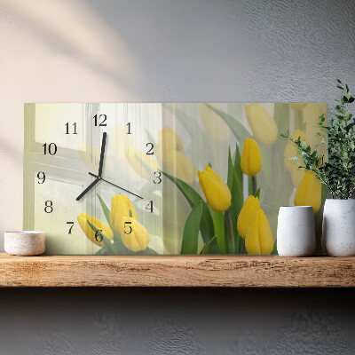 Skleněné hodiny horizontální Tulipány