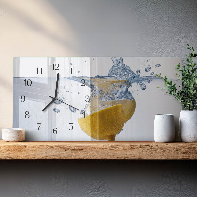 Skleněné hodiny horizontální Citron ve vodě