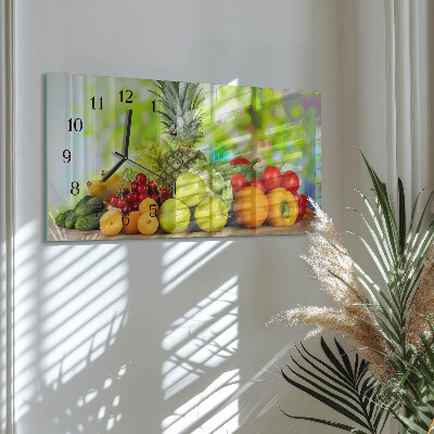 Skleněné hodiny horizontální Ovoce a zelenina