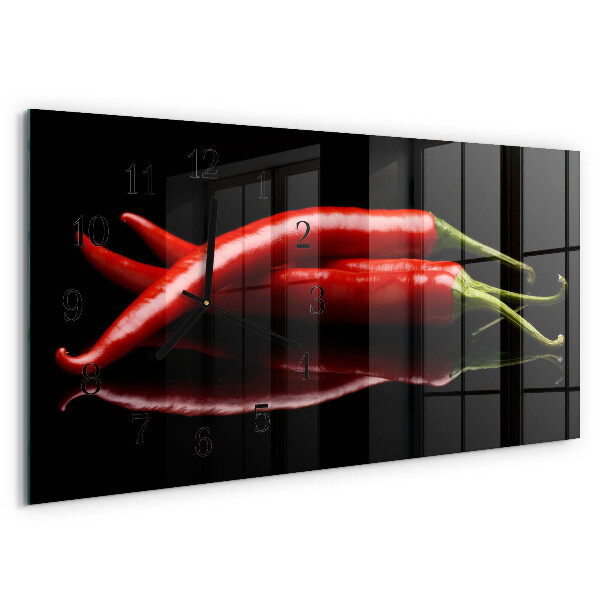 Skleněné hodiny horizontální Chilli papričky
