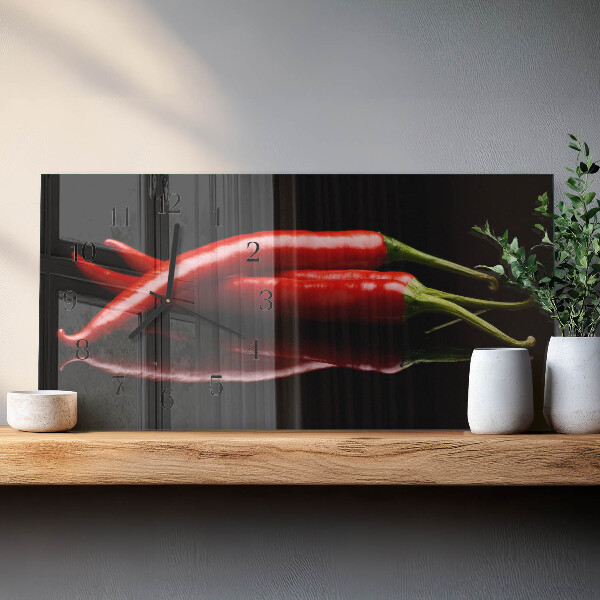 Skleněné hodiny horizontální Chilli papričky