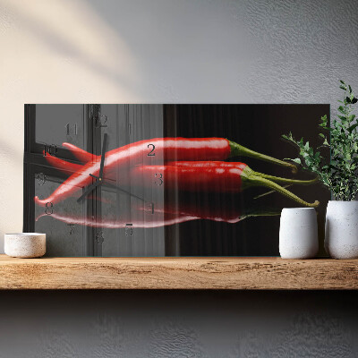 Skleněné hodiny horizontální Chilli papričky