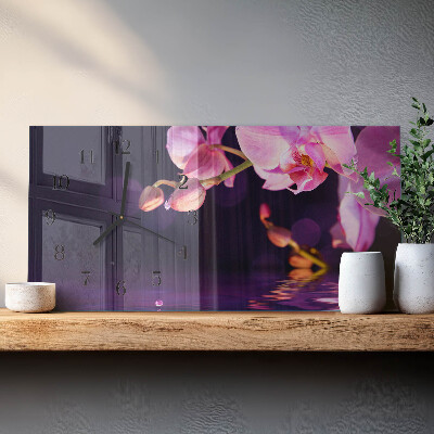 Skleněné hodiny horizontální Orchidej