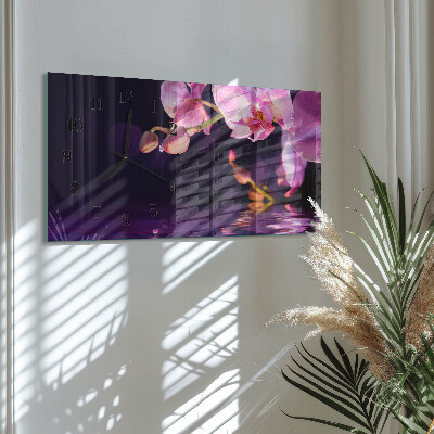 Skleněné hodiny horizontální Orchidej